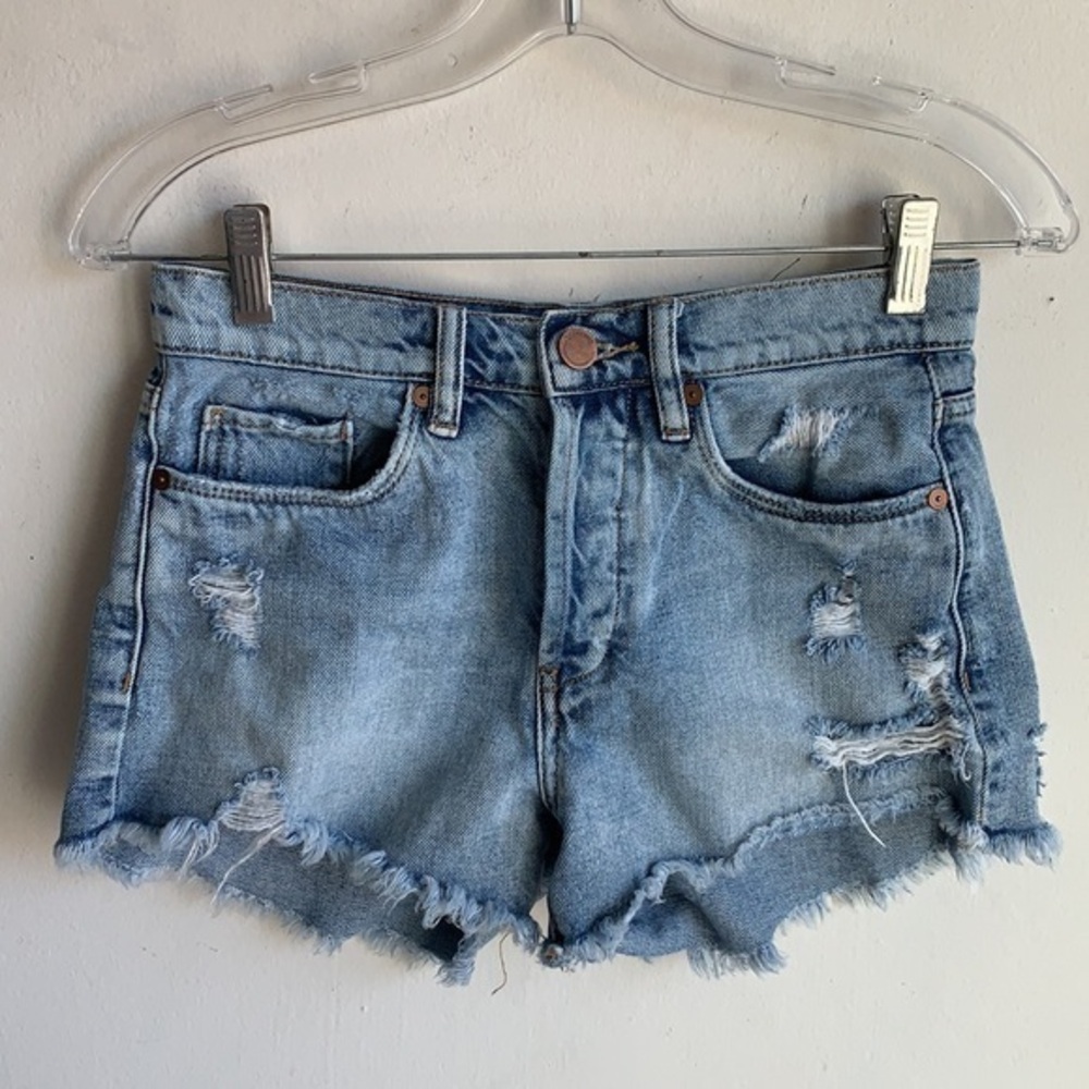 Blank NYC Distressed Button Fly Denim Shorts